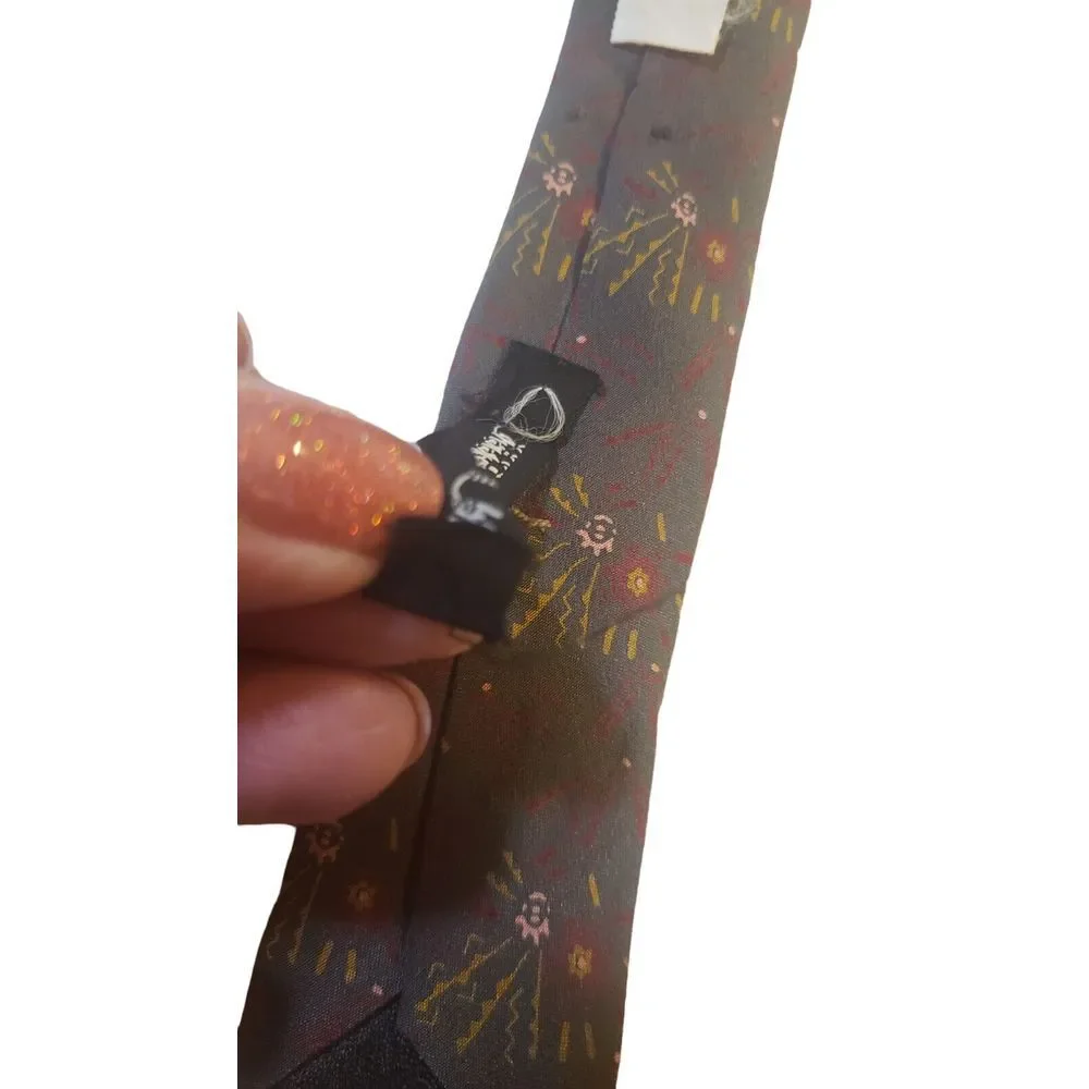HIROKO KOSHINO HOMME NeckTie Men Multicolor Abstract Floral Silk Luxury Designer
